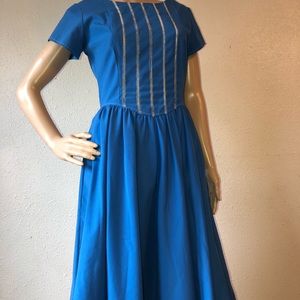 Vintage Act I New York Dress - Blue With White